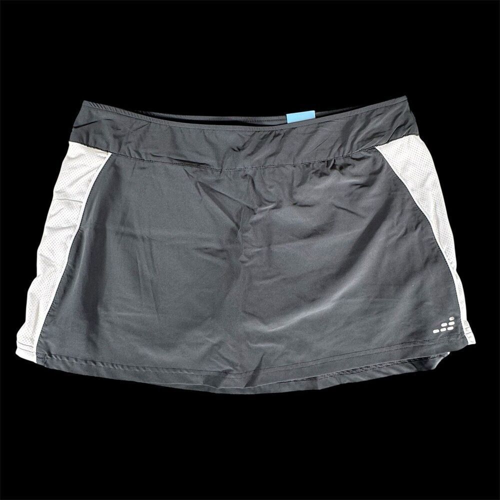 BCG Sz L Academy Piped Woven Skirt Skort Sports Charcoal Gray White New